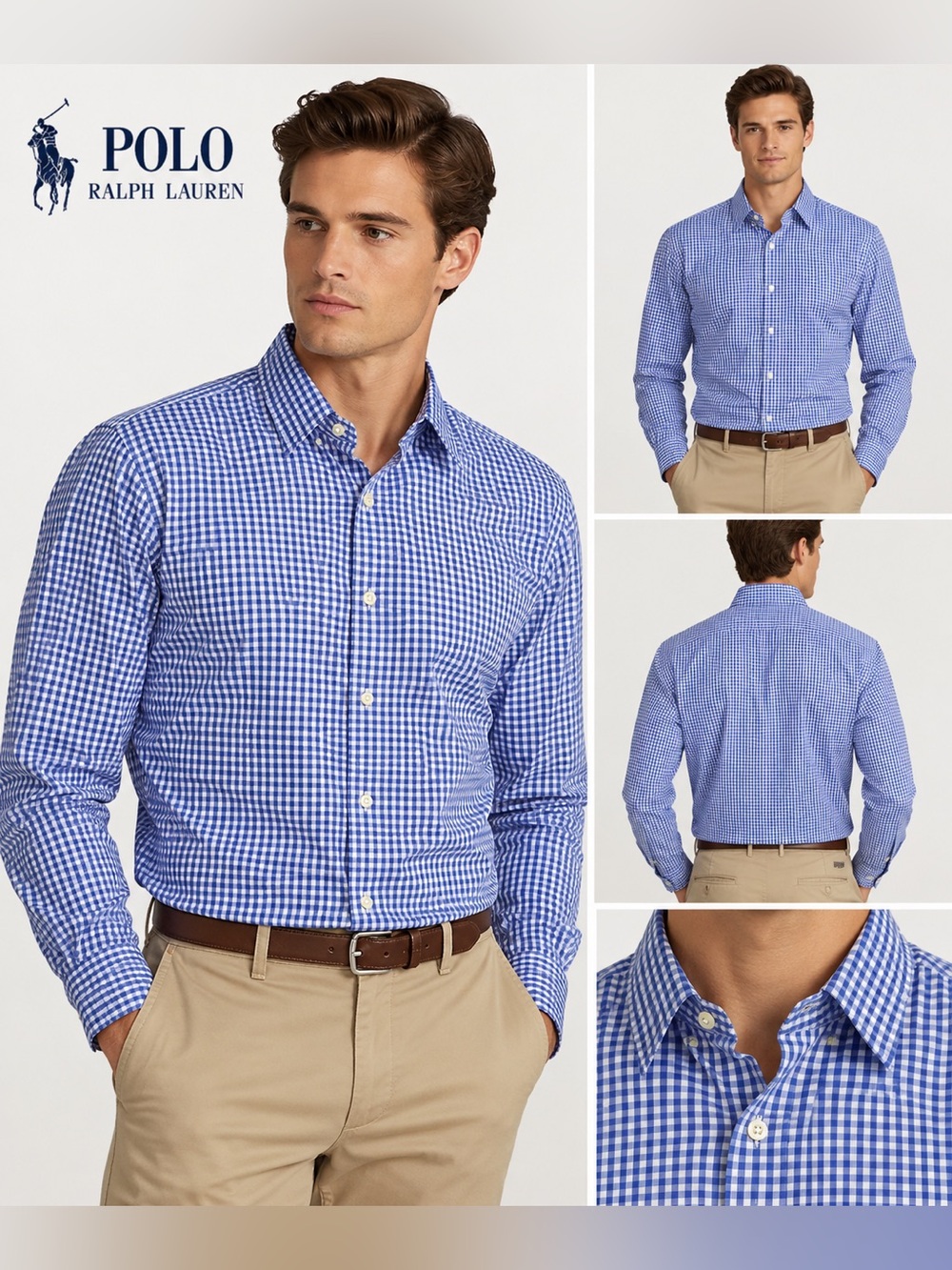 Polo Ralph Lauren Classic Fit Blue Gingham Button-Up Shirt Men’s L